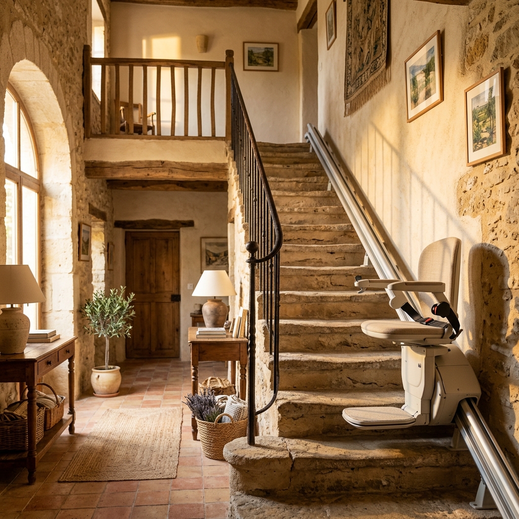 Monte-escalier pour mas provençal en pierre : solutions sur mesure pour escaliers anciens