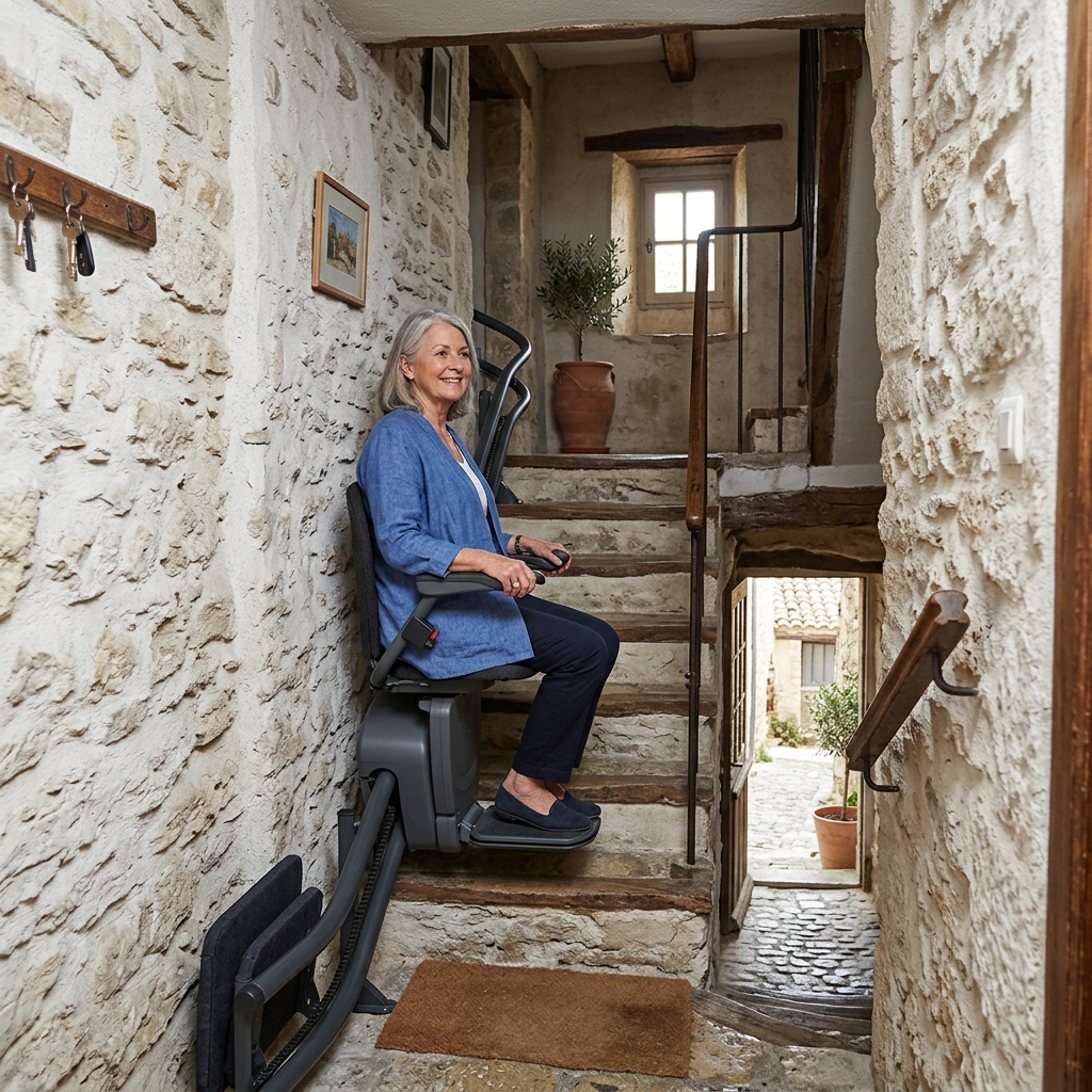 Monte-escalier dans les villages perchés du Luberon : compacité, accès et installation